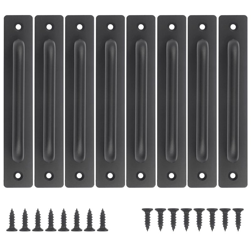 NWUCZW Barn Door Handles 2 Pcs Sliding Door Handle 7.5 Inches Hole Center Black Barn Door Handles Cabinet Handles Door Pull Handle Zinc Alloy Door Pulls with Plate for Sliding Closet Door Handle - Image 1